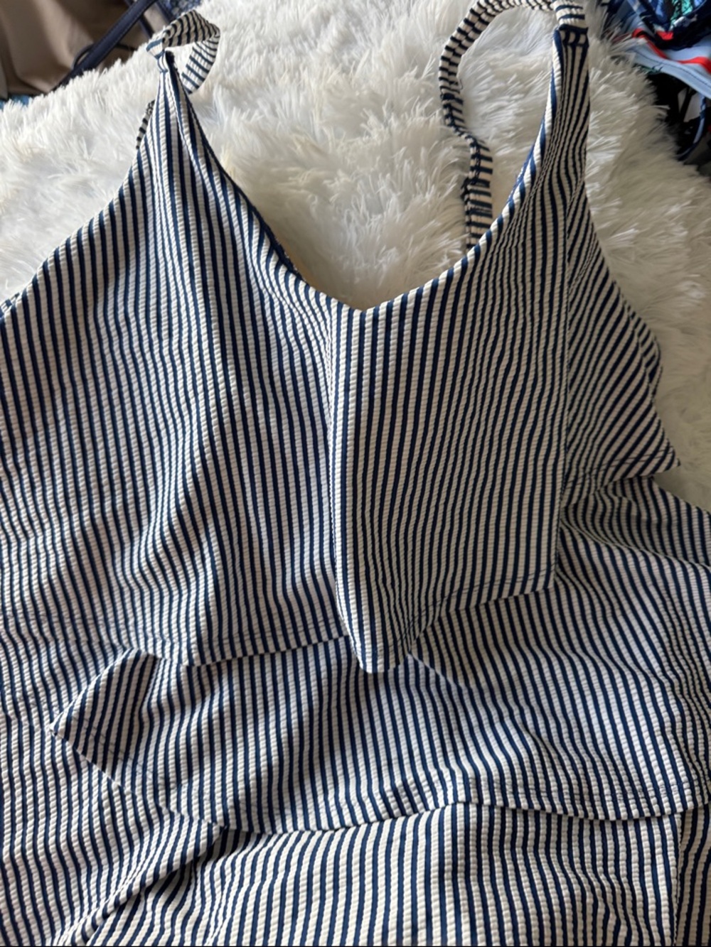 Striped Navy and White Tankini top